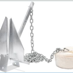 8lbs  Heavy Duty Boat Anchor Kit with Anchor Chain, Shackle and Anchor Rope