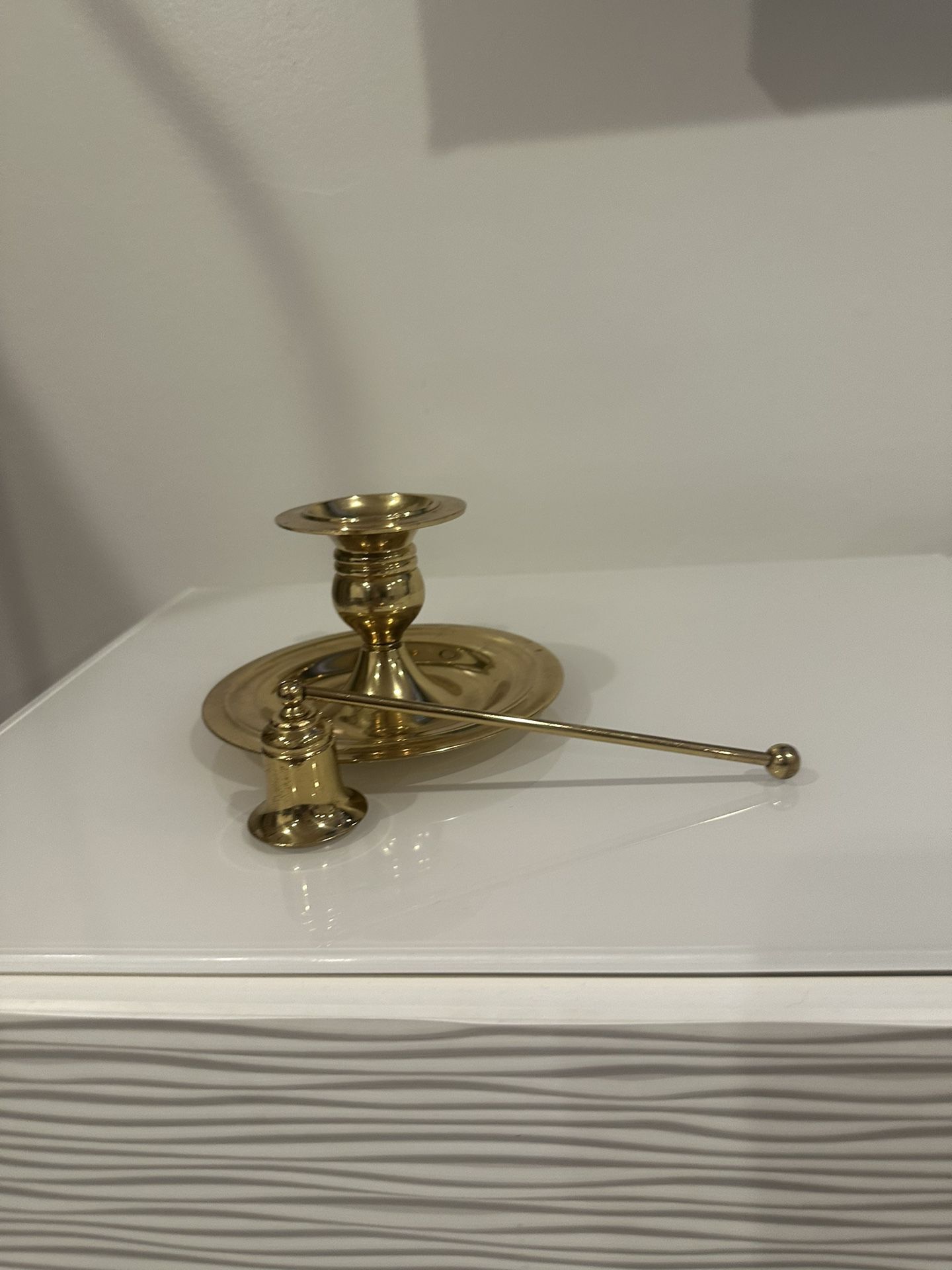 Vintage Brass Candle Holder And Snuffer 
