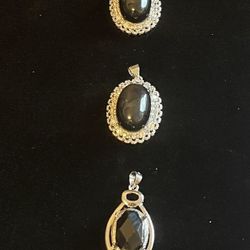 3 Gorgeous Black Agate Necklaces.