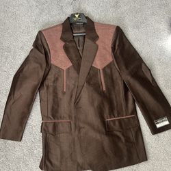 Buffalo Country Western Blazer Mens 36R Jacket Brown Cowboy Polyester Acetate