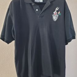 Vtg 90s Bugs Bunny Golf Polo Shirt | Warner Bros  |  Large Black