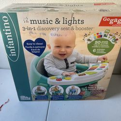 Infantino Music & Lights 3-in-1 New Discovery Baby Seat and Booster, Unisex Baby 4-48 Months, Teal