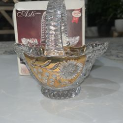 Lead Crystal Basket With Gold Decor