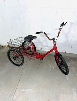 Vintage Adult Bike Tricycle Red with Basket