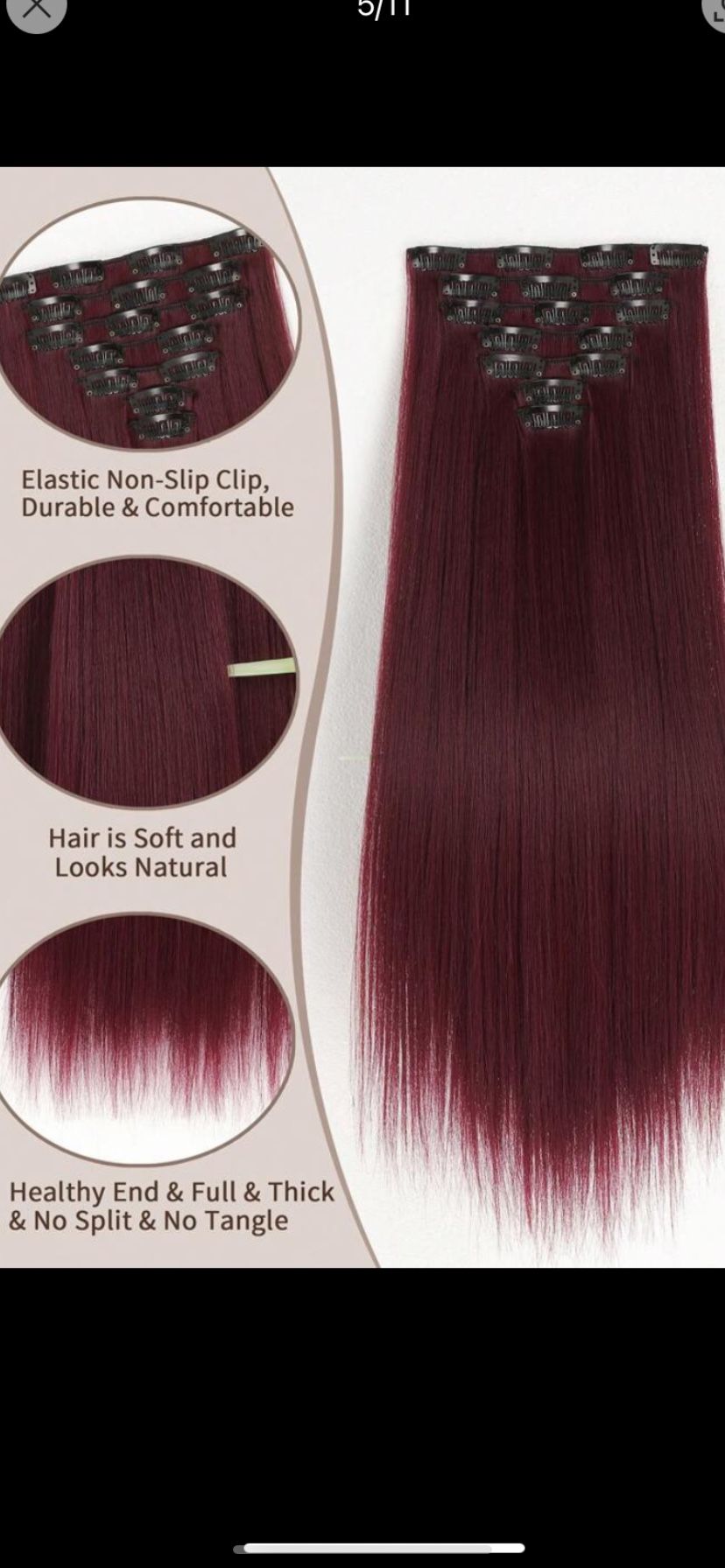 Brand New Red Auburn Synthetic Hair Extensions 24’