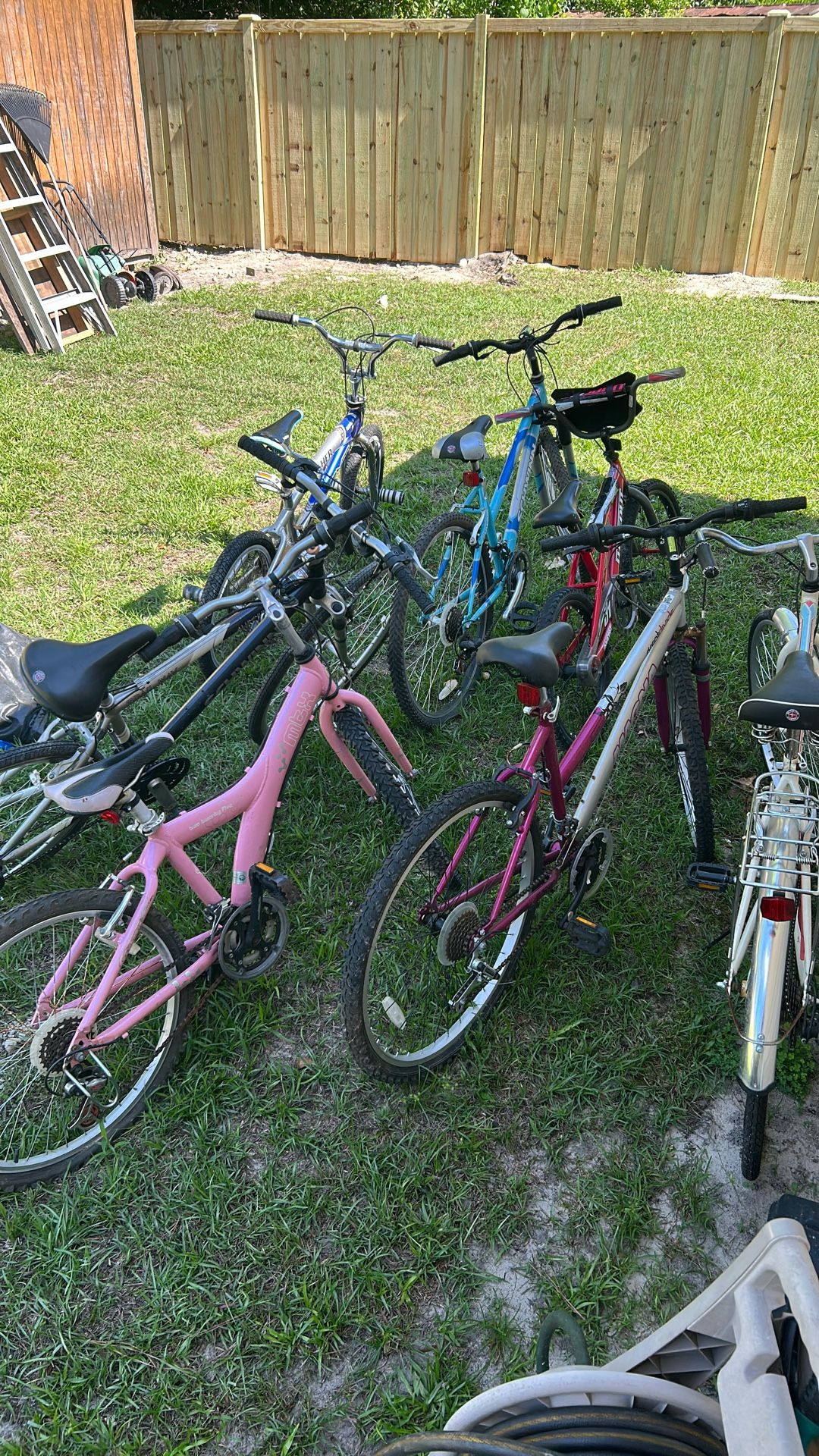 I have a MTX Girl Bike For $25 And l Have two other girl bikes For $30 And I have a mans Schwinn bike with a trailer for$80 and two boy bikes Fo $20