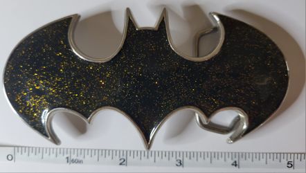 Batman Belt Buckle 5" Black With Gold Sparkles Men & Women