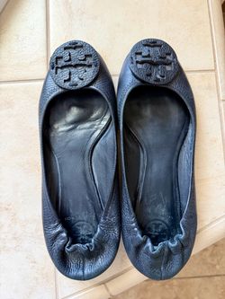 Tory Burch Black Leather Ballet Flats