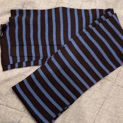 Brown And Blue Scarf Soft Thin Gap