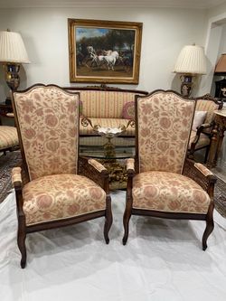 Pair of French Provincial High-Back Cane Armchairs🌷 $125 Each