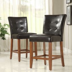 Tufted High Back Counter Height Stools Dark Brown