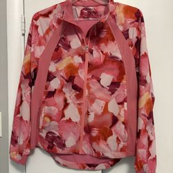 Athleta Run With It Floral Running Jacket SZ L
