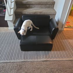 Kids Pleather Sofa With Ottoman
