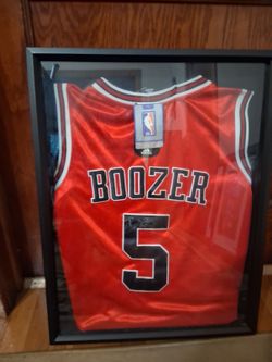 Adidas NBA Signed Boozer Jersey in shadow box case