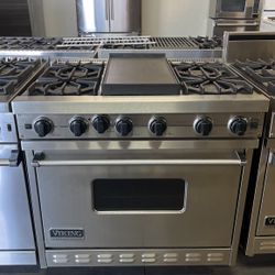 Viking 36”wide Gas Range Stove In Stainless Steel 6 Burners 