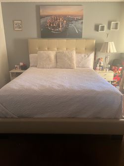 King size bed , Mattress and bed frame including