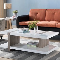 New Glossy Finish White Coffee Table 