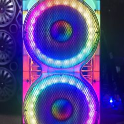 Professional Dual 15" Bluetooth Party Speaker w/360 light show 