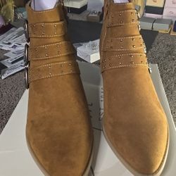 Brown Faux Suede Booties