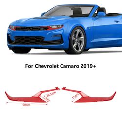 2pcs Red Front Headlight Lamp Cover Trim Bezel Decor For Chevy Camaro 2019+ 