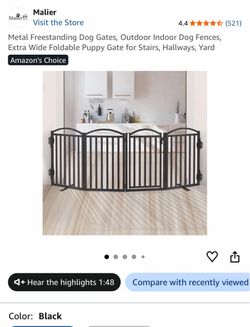 Malier Metal Freestanding Dog Gate. 80" W x 32" H