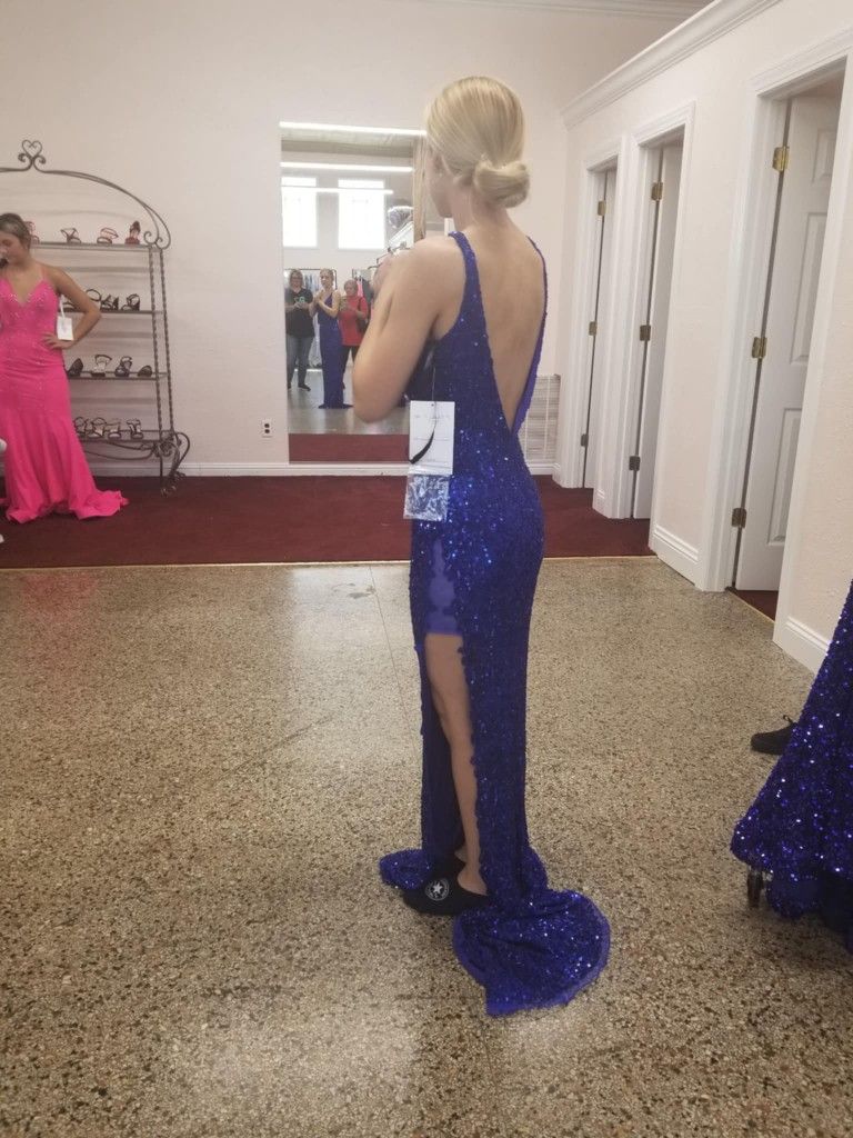 Royal Blue Sequin Formal Prom Dress