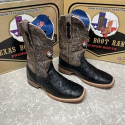 Black Ostrich Western Boots