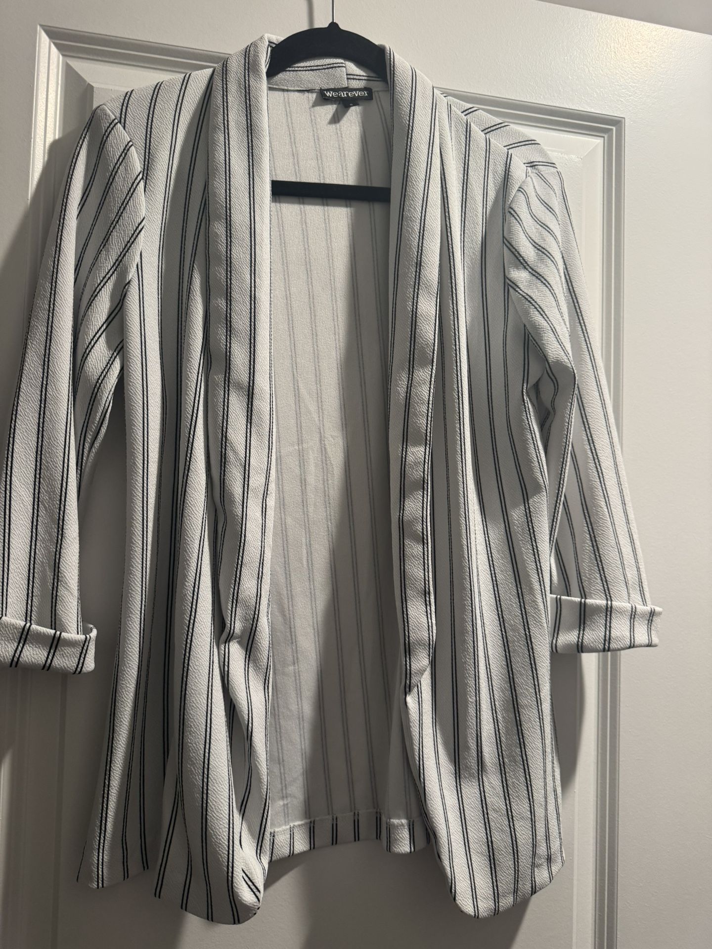 black and white long blazer