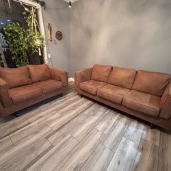 🔥 Mid-Century Modern Couch Set – $800 (Caramel Color) 🔥