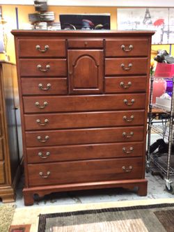 Vintage Gentleman’s Chest – Multi-Drawer Highboy with Center Cabinet