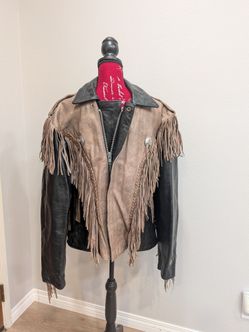 HOT LEATHERS Thinsulate 2Tone Western Style Fringe Bikers Riding Jacket Mens Size 50