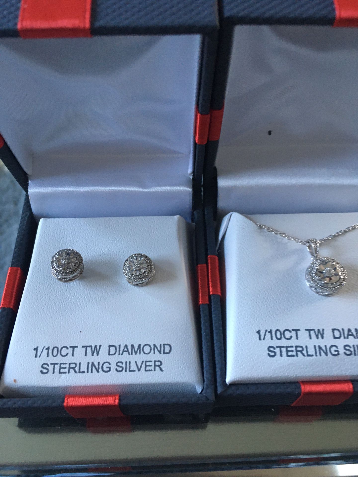 Diamond necklace and earrings