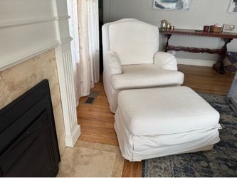 🛋️ Pottery Barn Slipcovered Armchair & Ottoman Set
