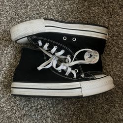 Black And White Stacked High Top Converse 4.5y
