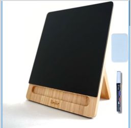 Black Glass Desktop Whiteboard with Adjustable Wood Stand