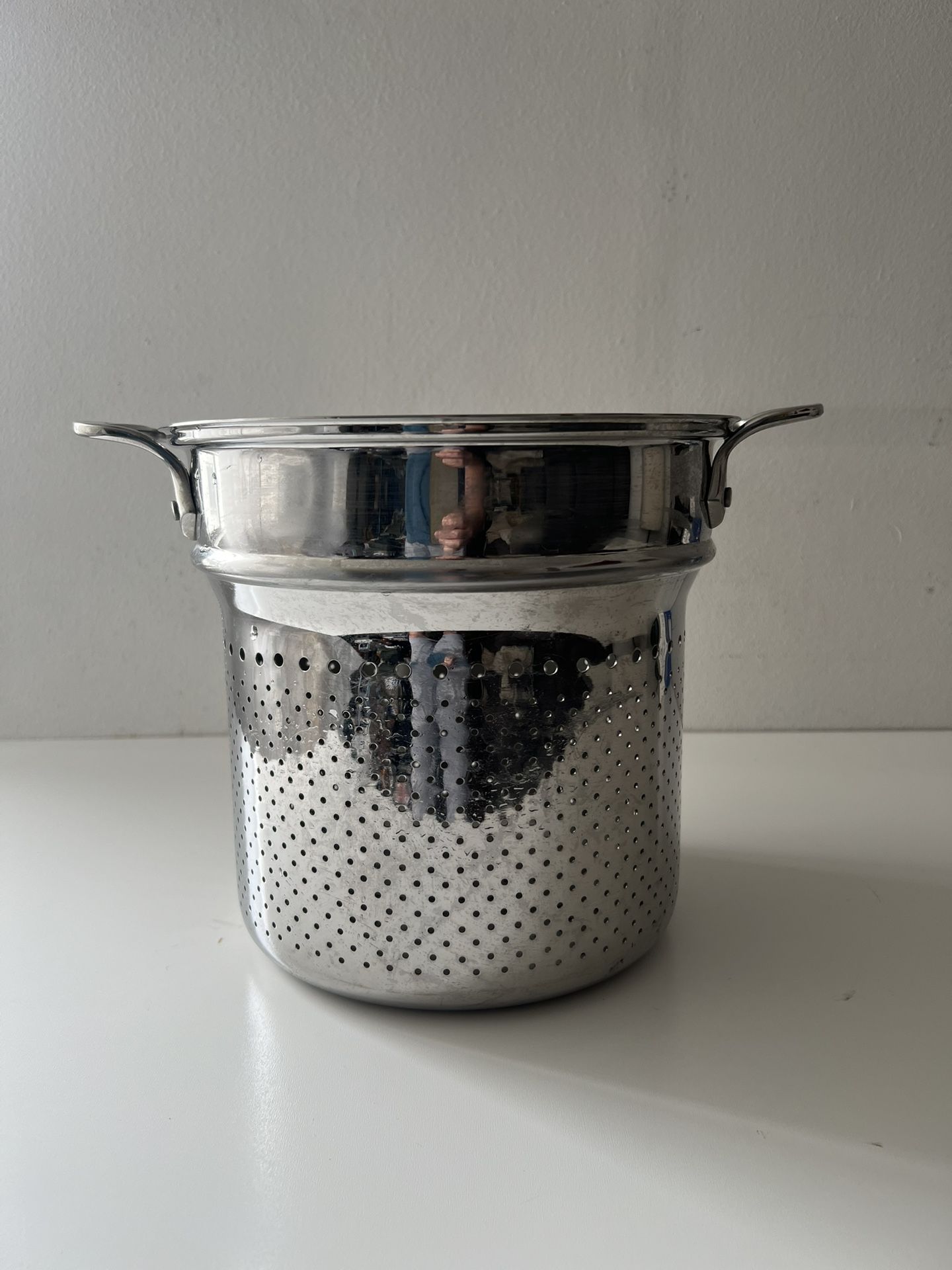 All Clad stainless steel pasta, spaghetti vegetable steamer strainer insert