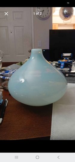 Large Vintage Pale Blue Opaline Art Glass Vase