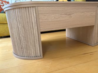 Modern Wood Coffee Table with Fluted Legs