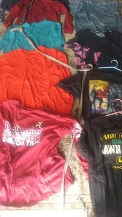 Mens shirts XL AND XXL shirts. All no button shirts. All S1 excludes hoodies the are $3 each ..button shirts $2 each .jeans 4 pair for $20 any size