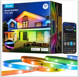 Tira de luces LED para exteriores, 32.8 pies, luces inteligentes para exteriores que funcionan con Alexa y Google Assistant, control de aplicaciones, 