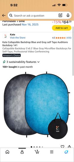 Kate Collapsible Backdrop Blue and Gray self Tape Auditions Backdorp 141