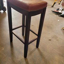 Leather Solid Hardwood Stool 