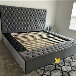 Queen, King Bed with Storage Circle, Rectangular Shape Options 💛$39 Down Payment with Financing ⭐ 90 Days same as cash