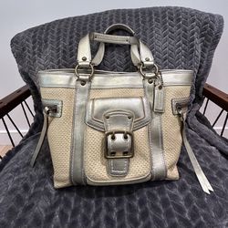 COACH 65th Anniversary Straw and Leather Tote