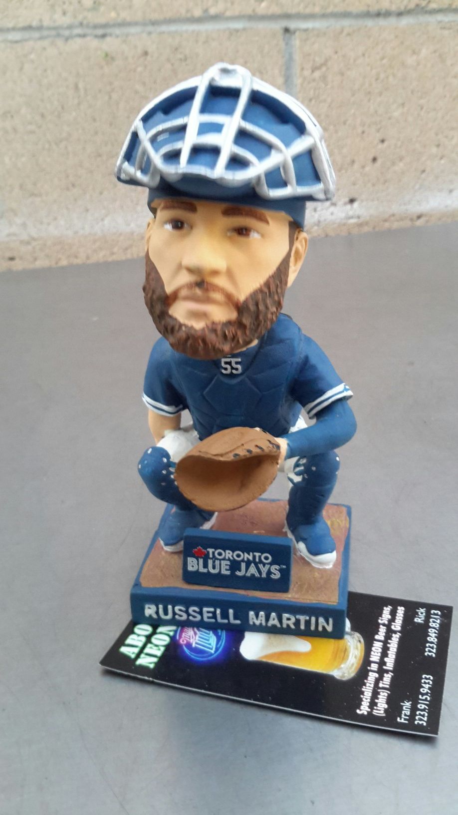 TORONTO BLUE JAYS RUSSELL MARTIN BOBBLEHEAD. ( ALSO PLENTY OF NEON SIGNS / LIGHTS AVAILABLE FOR SALE ). DODGERS BOBBLEHEADS AVAILABLE.
