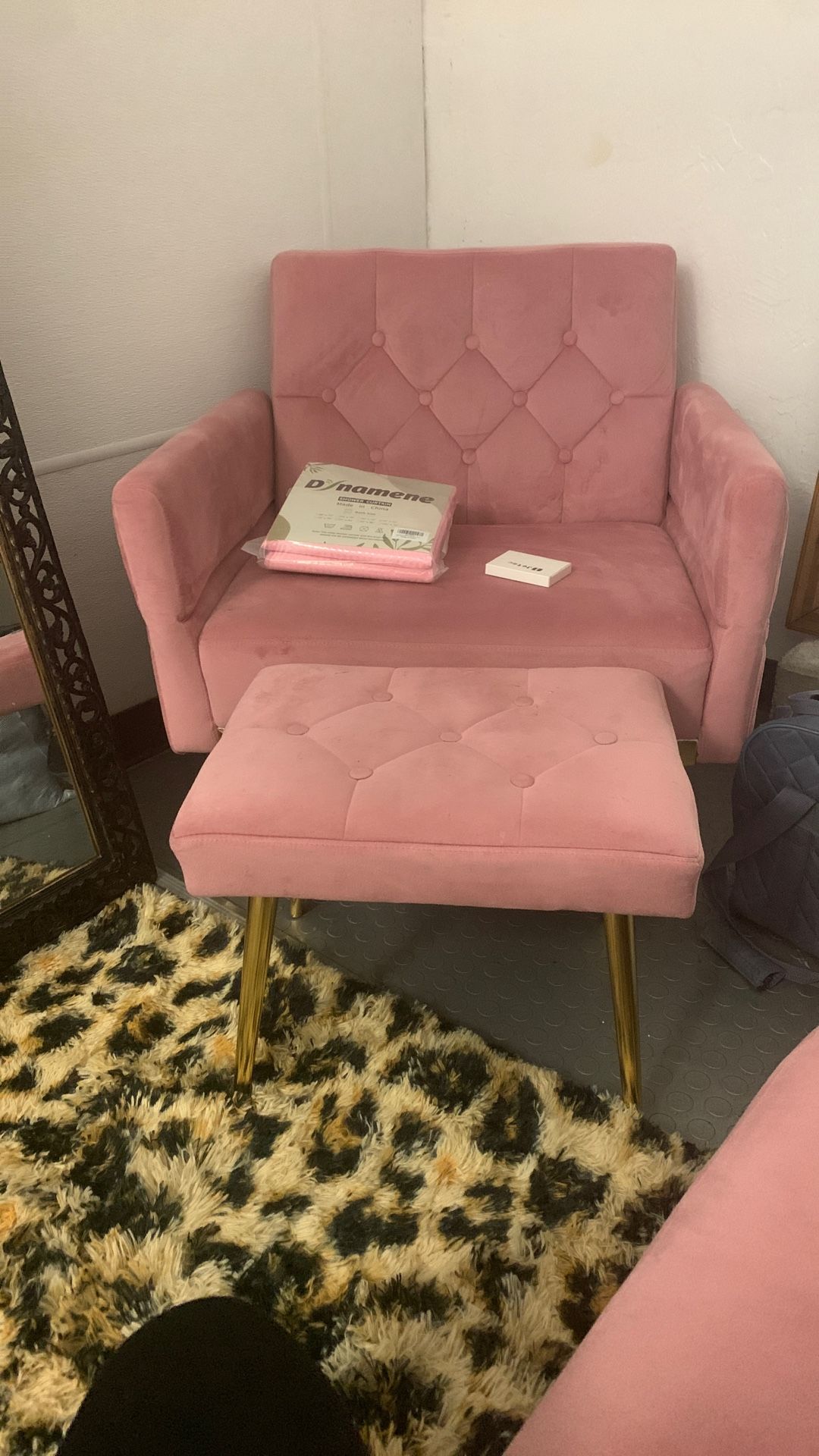 Pink Suede Futon Sofa And Futon Chair