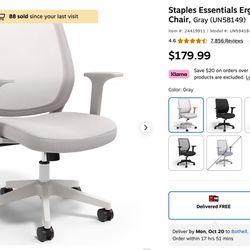Brand New Staples Essentials Ergonomic fabric Swivel Task Chair