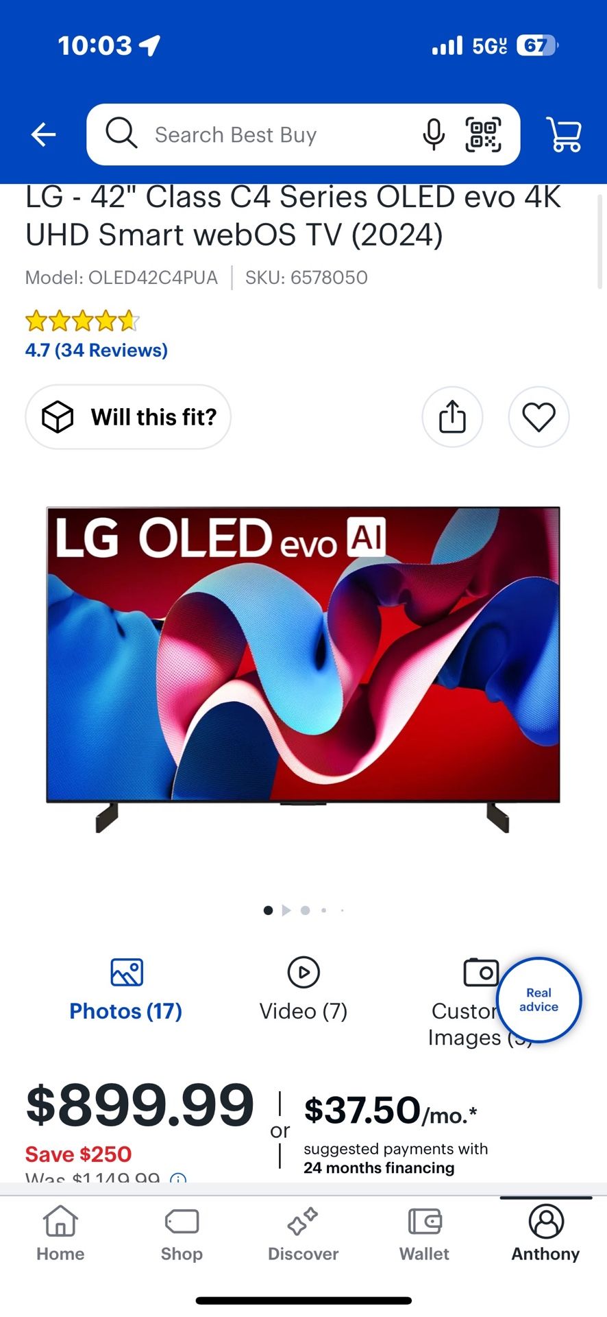 LG OLED C4 42 inch