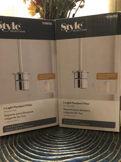 Title: NIB Style Selections Chrome 1-Light Pendant Fitters (Set of 2)