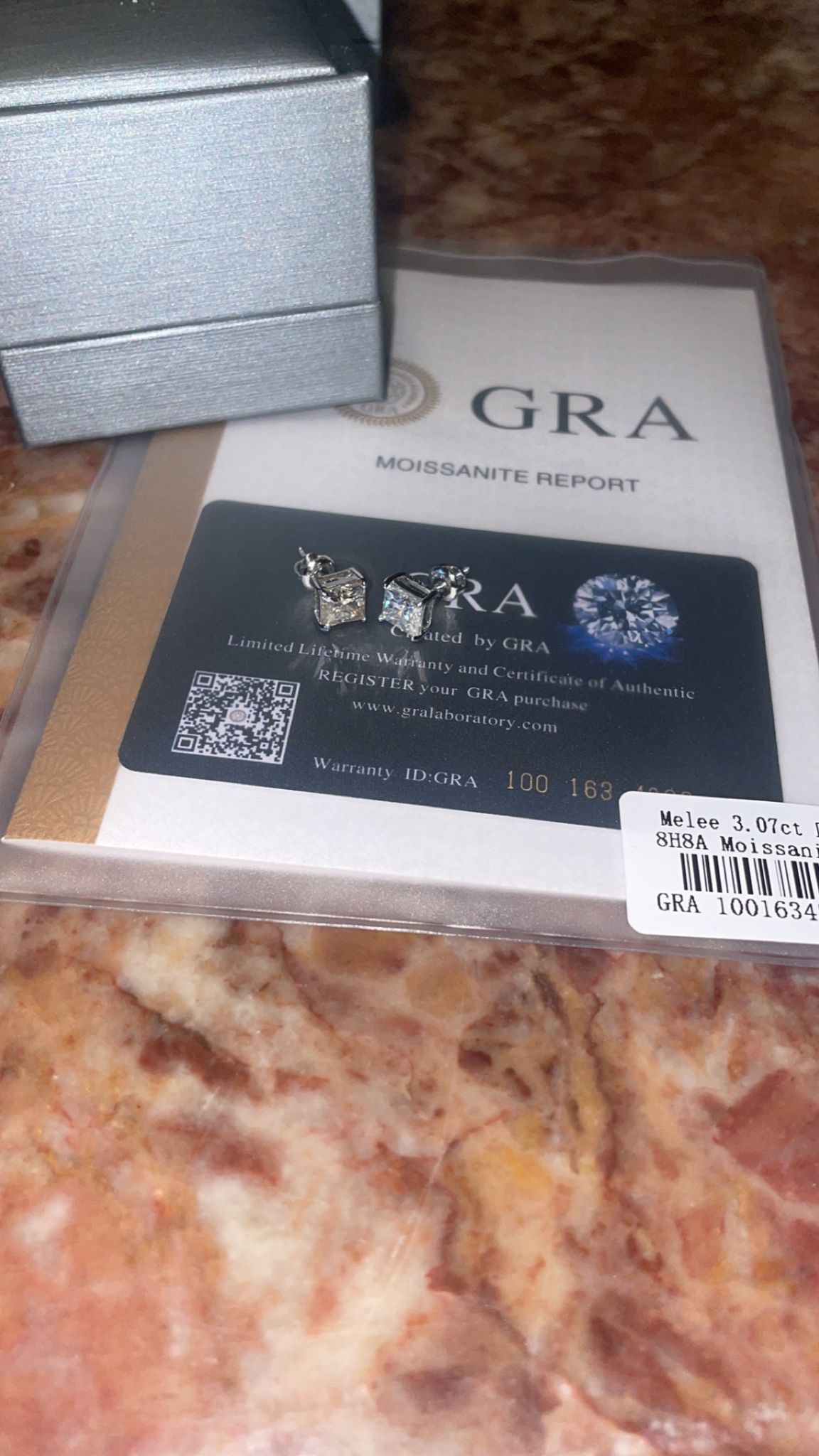 Moissiante Stones Vvs 3ct Silver Square Earrings (PASSES DIAMOND TESTER) (ON SALE)